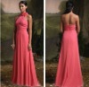 Halter chiffon popular bridesmaid dress with a floral at neck