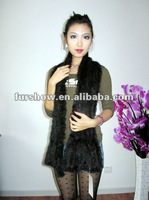 100% Garantee, knitted mink fur stole 0600