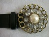 chain buckle with pearl statement belt for ladies