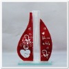 Oval Vase, Leaf Shape Glass Vase with Heart and Writing FF-G1003