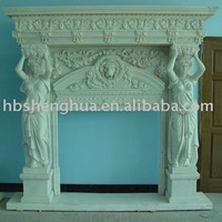 White marble fireplace mantel