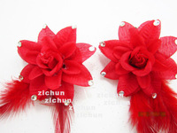 New Style Acrylic Feather Cloth Rose Flower Hair Clip Hairgrip