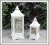 Latest wedding decoration!!! Antique White Wooden Candle Lantern/Lanterns with Fabric Cover H121601