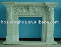 White marble fireplace mantel