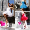 New Arrived Magnificent Strapless Shearth Ruffle Beaded Bow Tulle Sexy Short Prom Dresses