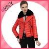 Women fashion newest winter leather down coat with raccoon collar CF-1070