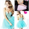 New Arrived Beautiful Sweetheart Shearth Ruffle Beaded Tulle Sexy Short Prom Dresses