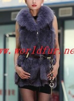 BY-HN-G037 Fashion Waistcoat for Women, purple fox fur