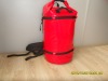 red PVC duffel bag