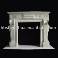 White marble fireplace mantel