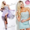 sweetheart heavy beaded diamonate on skirt Mini short natural waist Organza cocktail dress sexy 2012