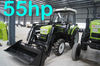 55HP 4WD farm tractor with right side 12F+4R shift,hydraulic steering,3points linkage,traction system,4 in 1 bucket