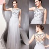 Sexy Silver Sequins Sleeveless Deep V-neck Formal Long Prom Dress