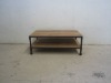 2 layer elm wood 4 iron wheels tea table