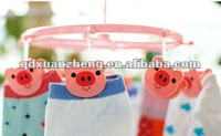 Cute Plastic Clothes Pig Hanger 8 Clips drying rack clothes hanger blue green pink