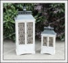 Latest wedding decoration!!! Antique White Wooden Candle Lantern/Lanterns with Fabric Cover H121603