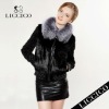 2012 new Ladies' fur coat - Silver Fox Fur Collar Rabbit Fur Coat #9013