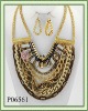 Fashion Necklace & Earring Setl/Tri Tone/Nickel and Lead Free