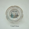 2.5 inches clear glass ashtry with gold line statue of liberty