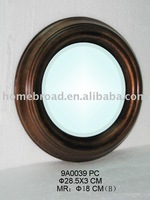 metal round mirror with coppery color