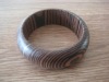 Dark brown wood bangle with stripe decorated