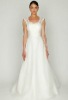 AH448 Newest 2012 sleeveless appliques organza with long trail floor-length wedding dress